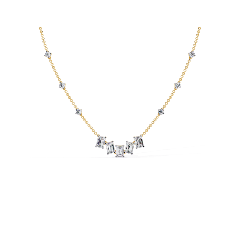 Regal Radiance Emerald-Cut Diamond Necklace