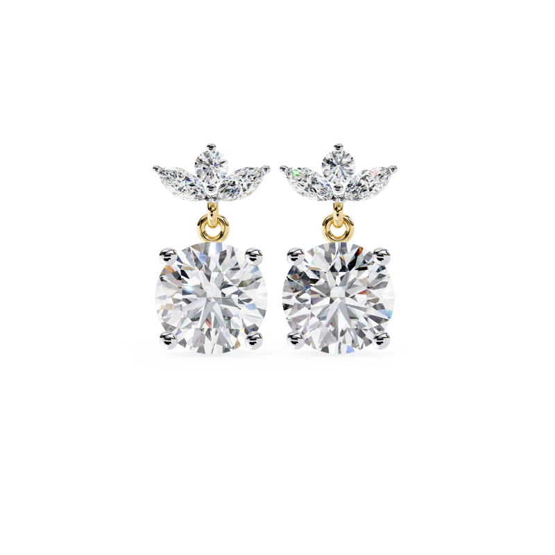 Luminous Petal Diamond Drop Earrings