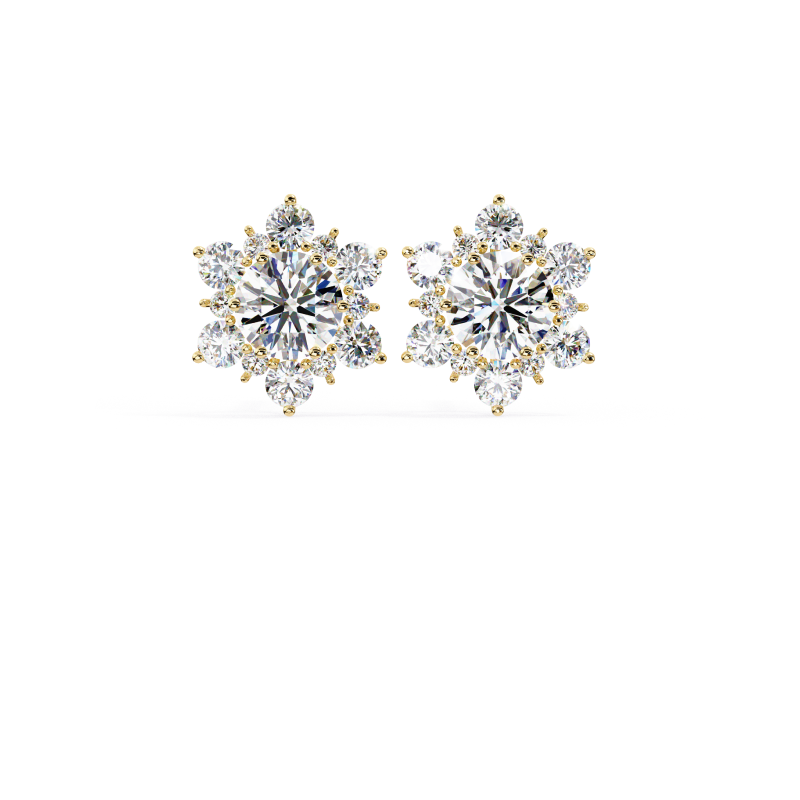 Luminous Snowflake Diamond Stud Earrings