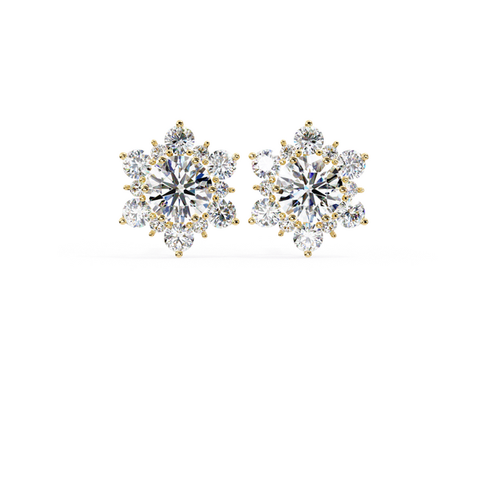 Luminous Snowflake Diamond Stud Earrings