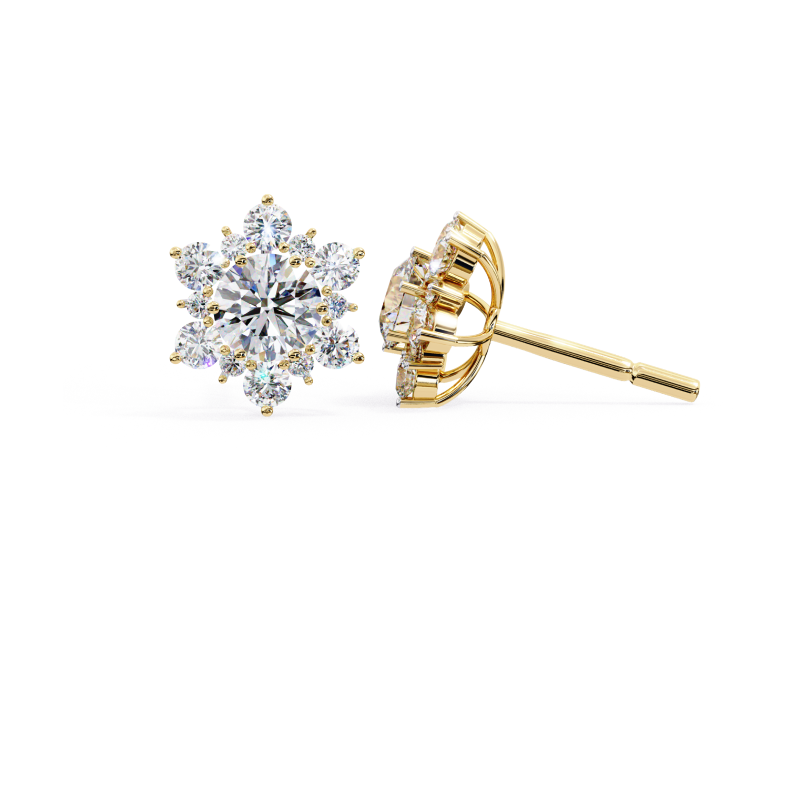 Luminous Snowflake Diamond Stud Earrings