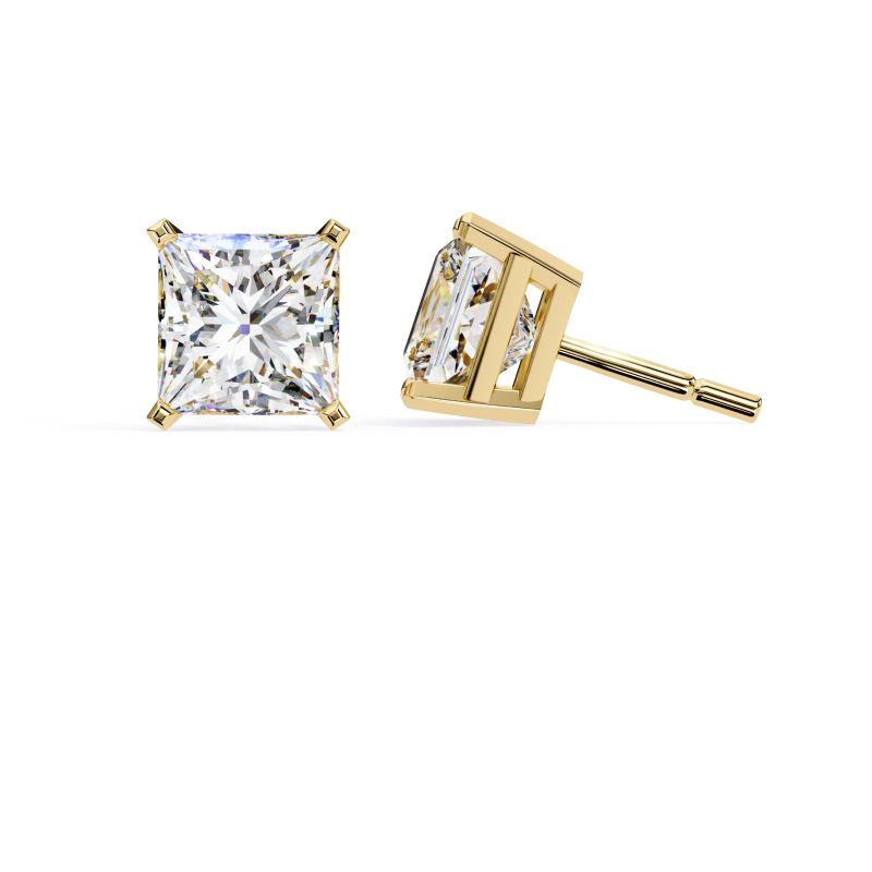 Eternal Brilliance Princess-Cut Diamond Stud Earrings