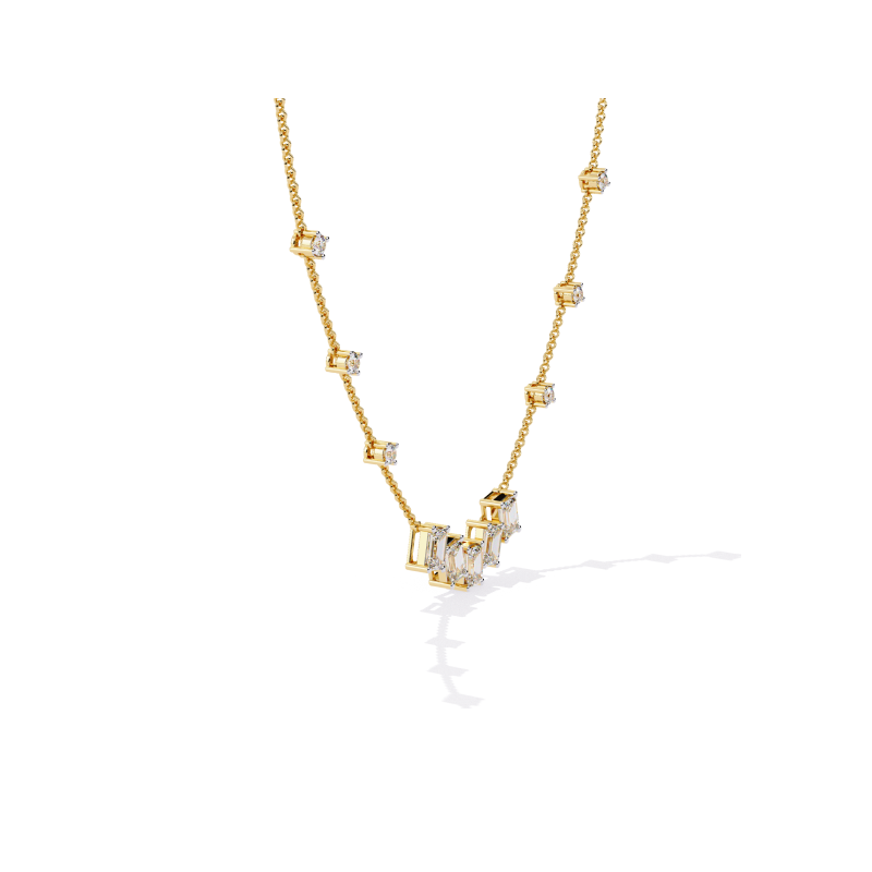 Regal Radiance Emerald-Cut Diamond Necklace