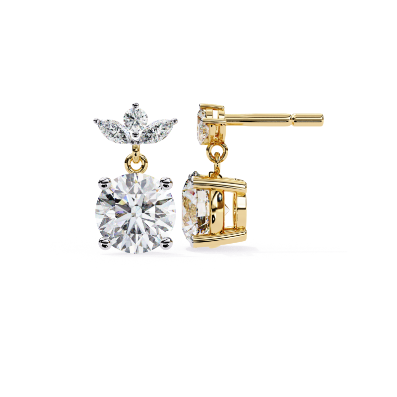 Luminous Petal Diamond Drop Earrings