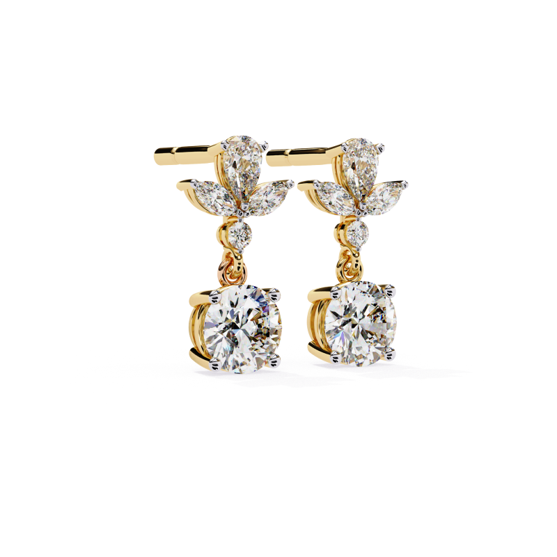 Ethereal Bloom Diamond Drop Earrings