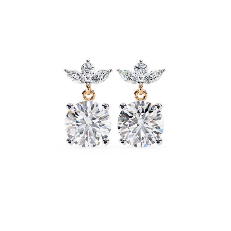 Luminous Petal Diamond Drop Earrings