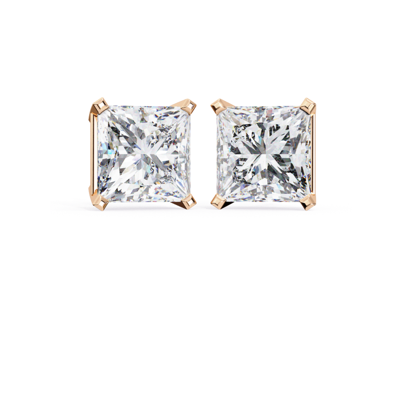 Eternal Brilliance Princess-Cut Diamond Stud Earrings