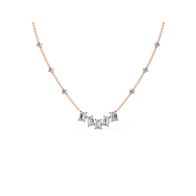 Regal Radiance Emerald-Cut Diamond Necklace