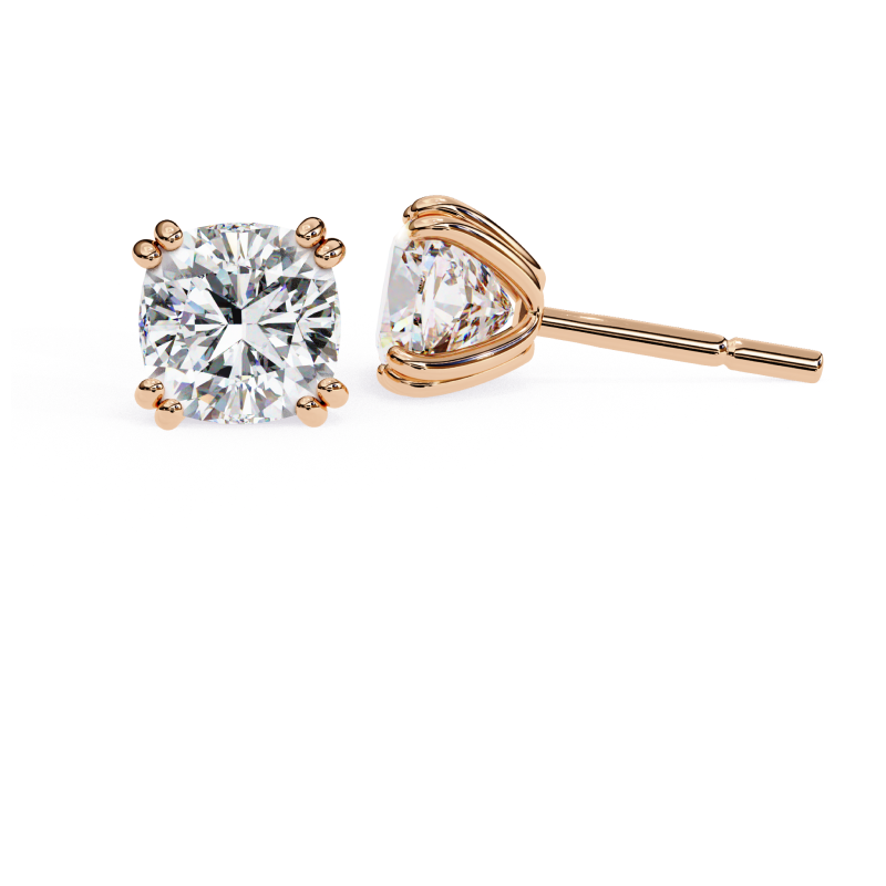 Lustre Cushion-Cut Diamond Stud Earrings