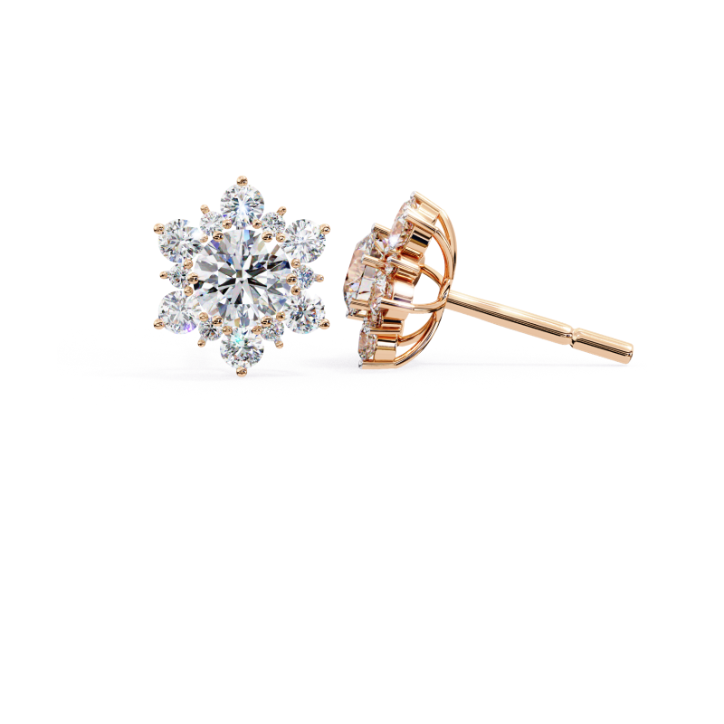 Luminous Snowflake Diamond Stud Earrings
