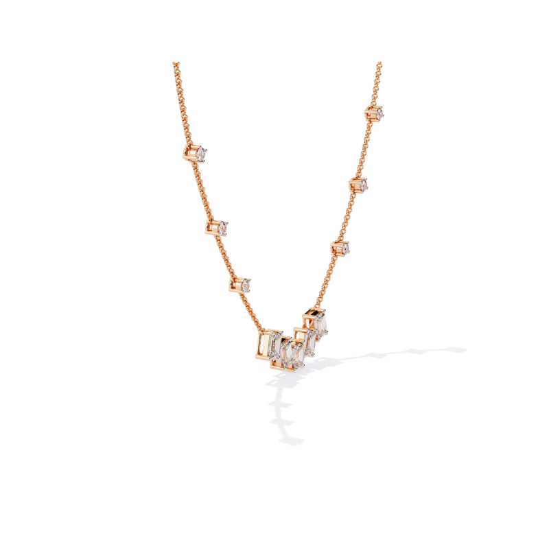 Regal Radiance Emerald-Cut Diamond Necklace