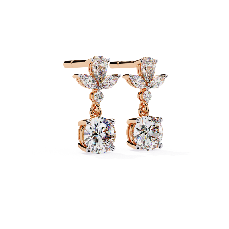 Ethereal Bloom Diamond Drop Earrings