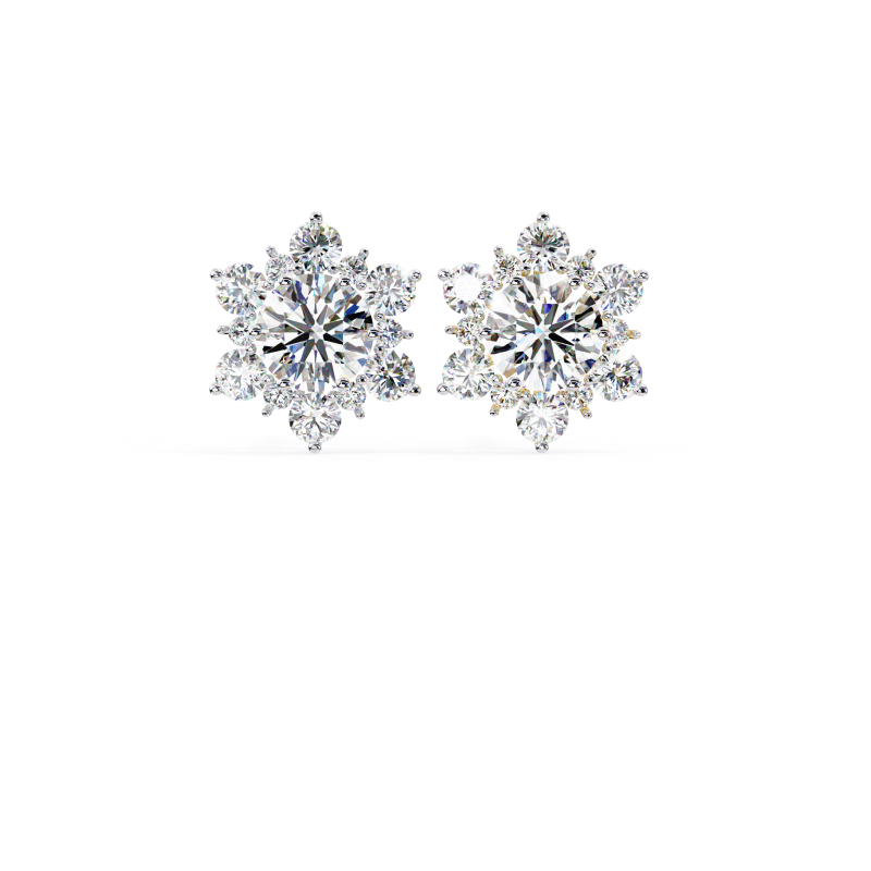 Luminous Snowflake Diamond Stud Earrings