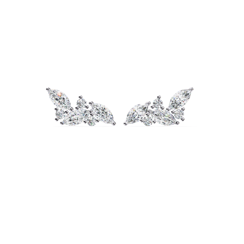 Ethereal Bloom Diamond Ear Climbers
