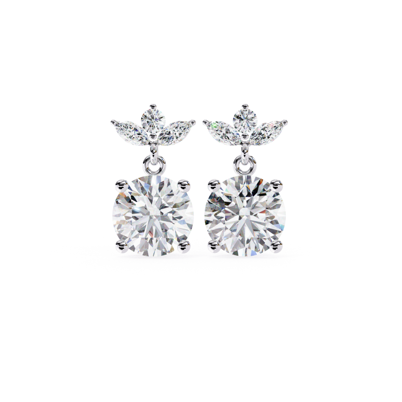 Luminous Petal Diamond Drop Earrings