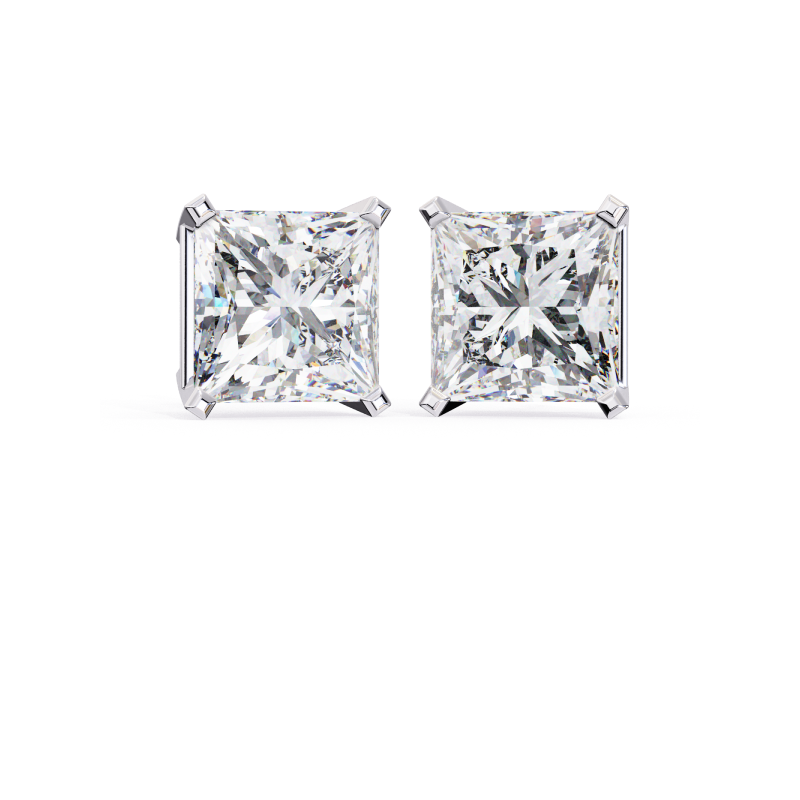 Eternal Brilliance Princess-Cut Diamond Stud Earrings
