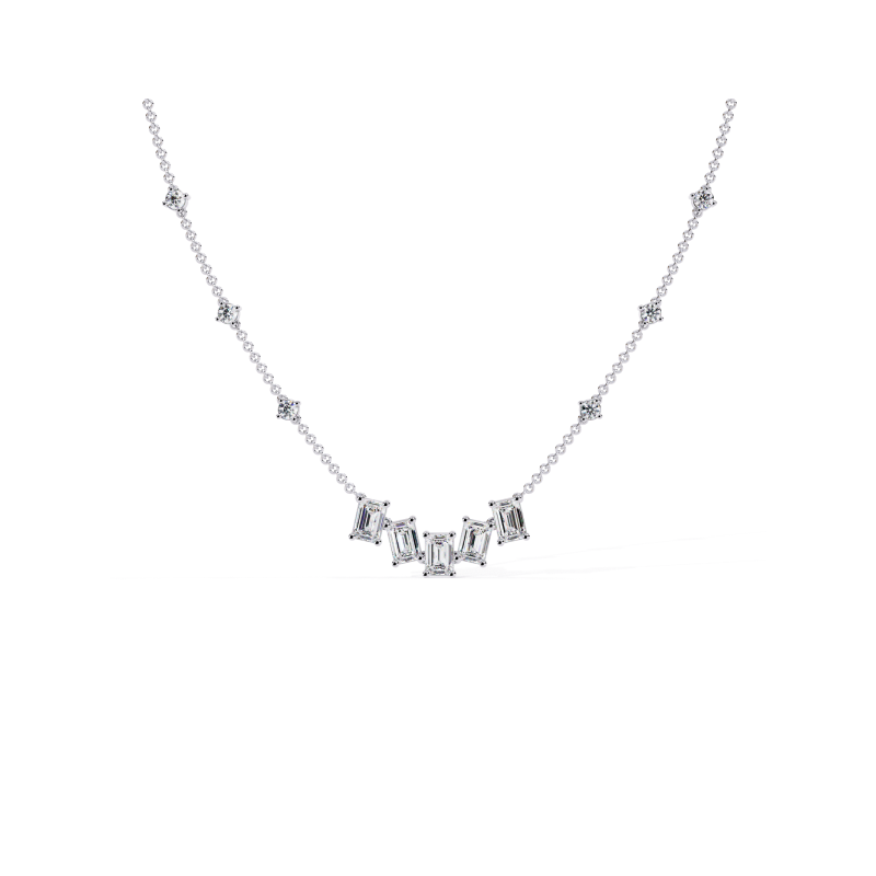 Regal Radiance Emerald-Cut Diamond Necklace