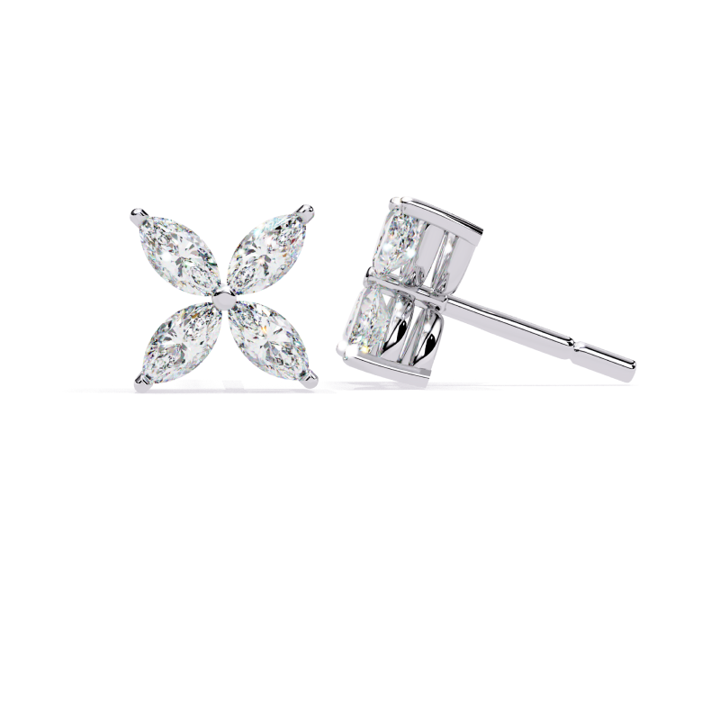 Diamond Blossom Stud Earrings