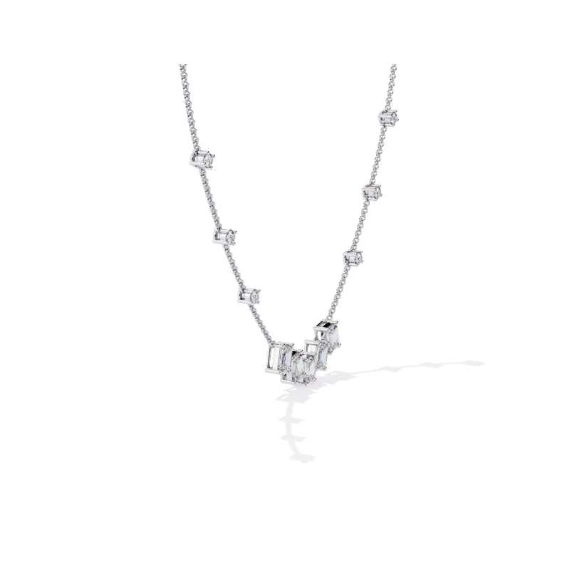 Regal Radiance Emerald-Cut Diamond Necklace