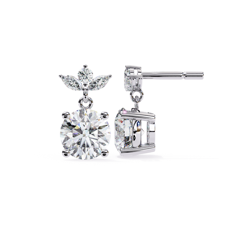 Luminous Petal Diamond Drop Earrings