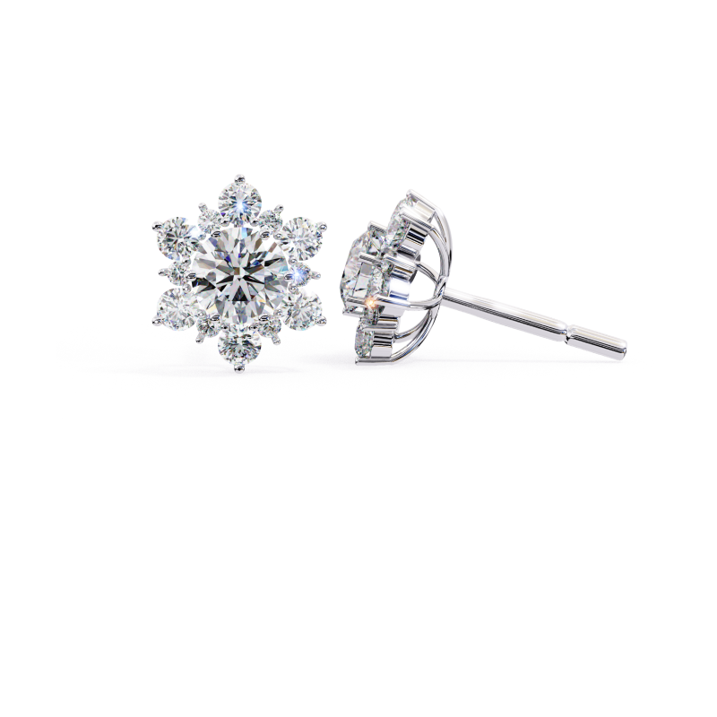 Luminous Snowflake Diamond Stud Earrings