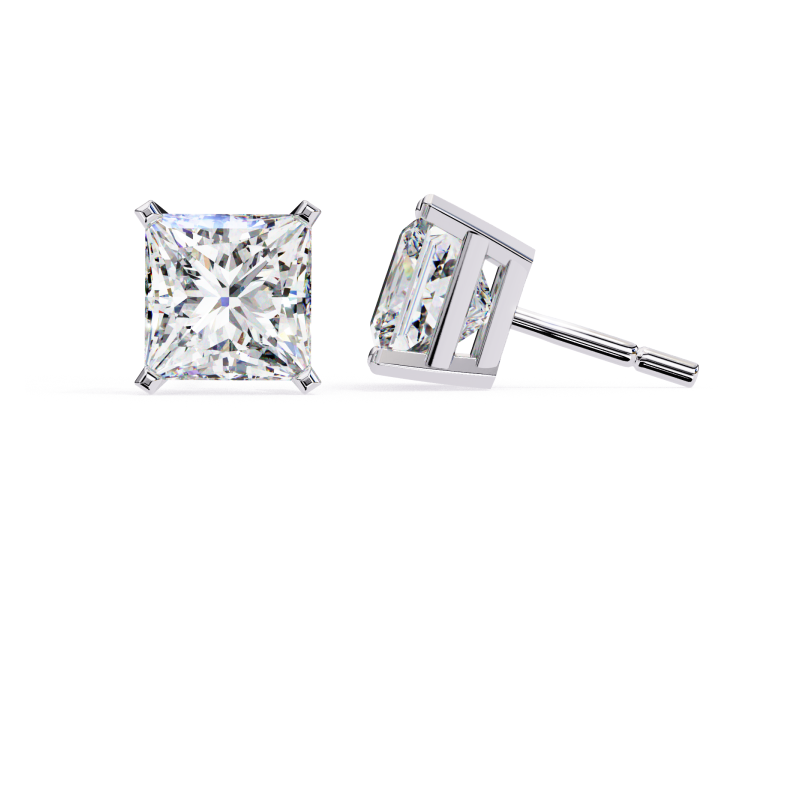 Eternal Brilliance Princess-Cut Diamond Stud Earrings