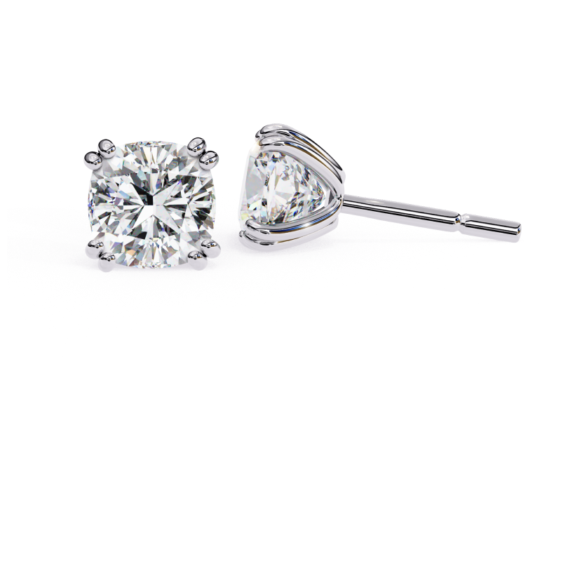 Lustre Cushion-Cut Diamond Stud Earrings