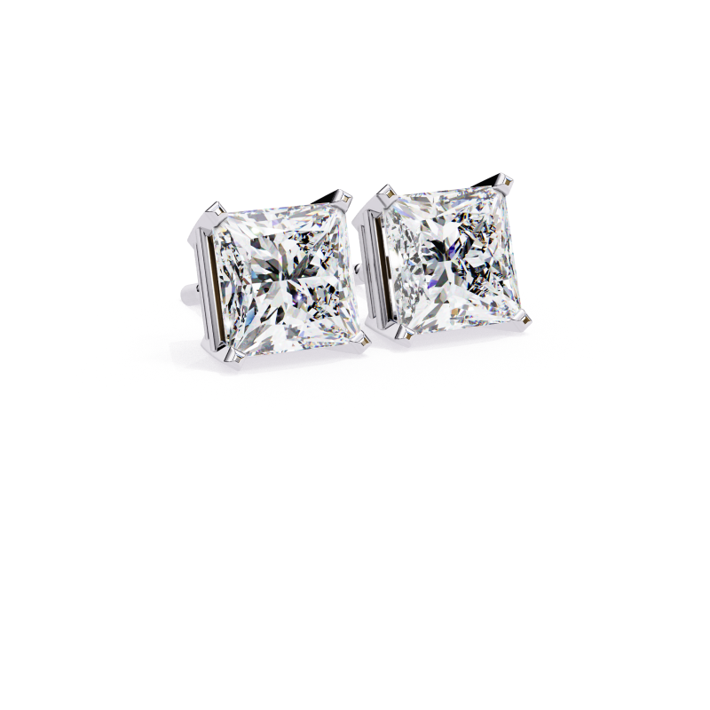 Eternal Brilliance Princess-Cut Diamond Stud Earrings
