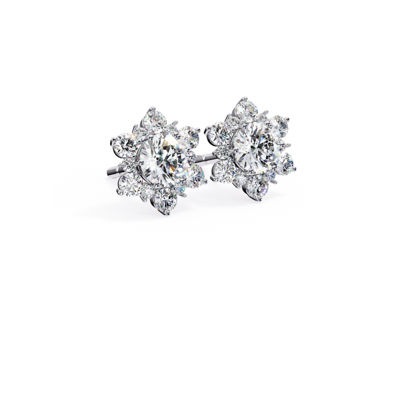 Luminous Snowflake Diamond Stud Earrings