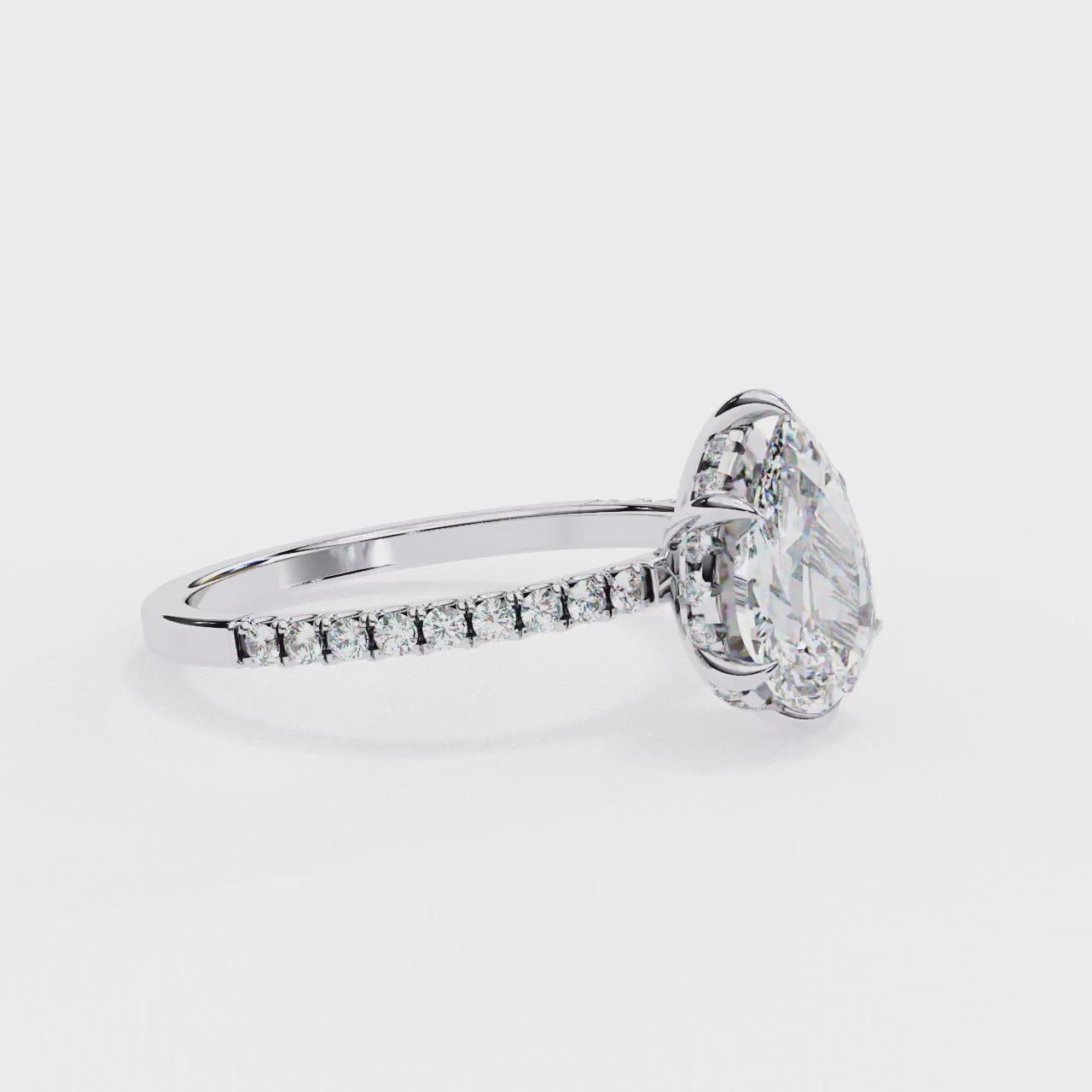 The Celeste Pear Pave Ring