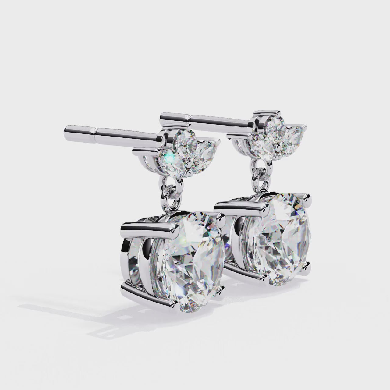 Luminous Petal Diamond Drop Earrings