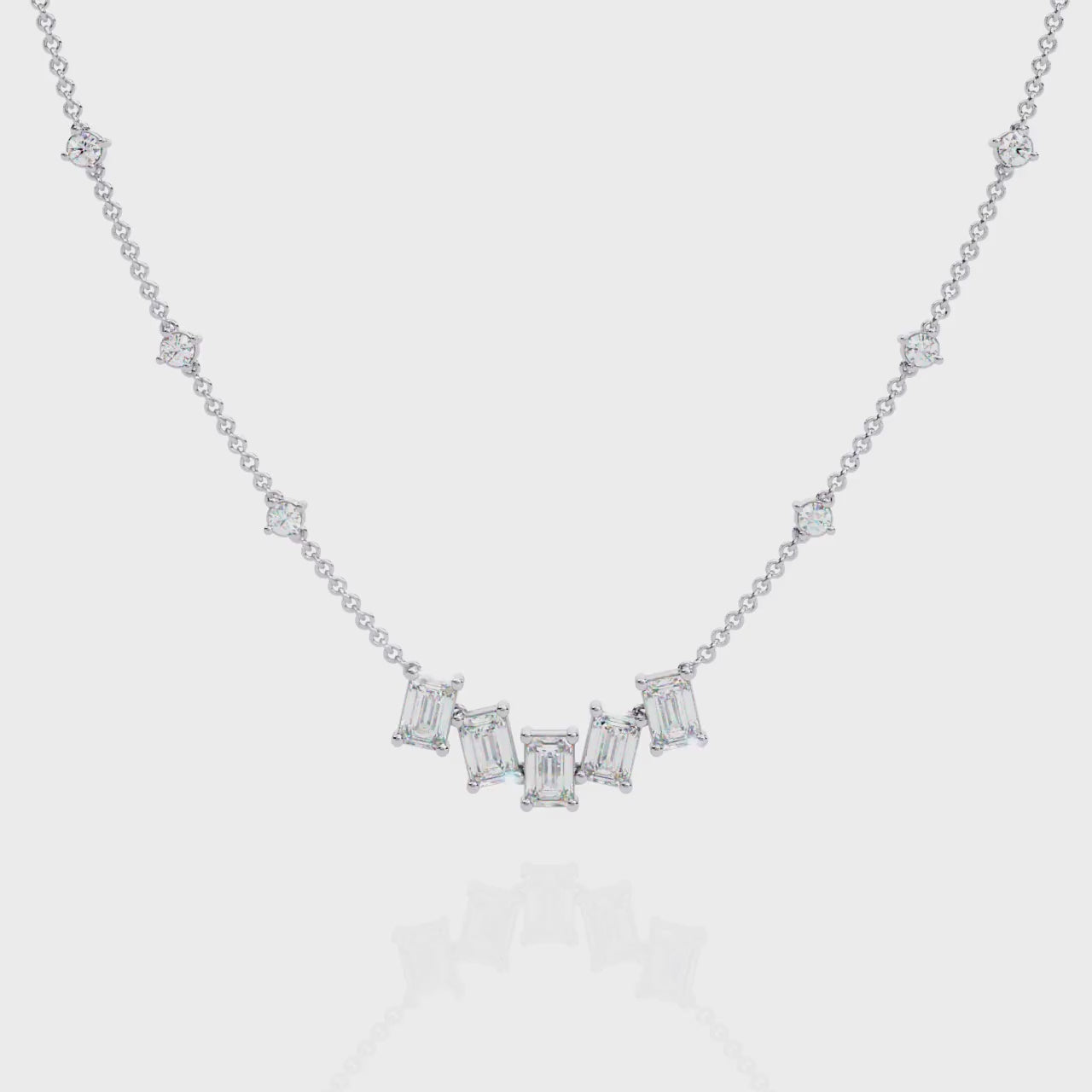 Regal Radiance Emerald-Cut Diamond Necklace